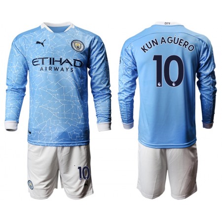 Koszulka Manchester City Sergio Aguero 10 Dziecięca Główna 2020-2021 - Koszulki Piłkarskie(L/S)